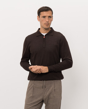 Kiton Brown wool polo shirt UMK0493