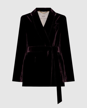Agnona Burgundy double-breasted velvet jacket TX1209XV5004