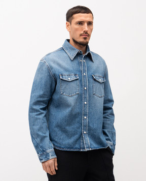 Givenchy Blue denim shirt with logo BM616V5YD3