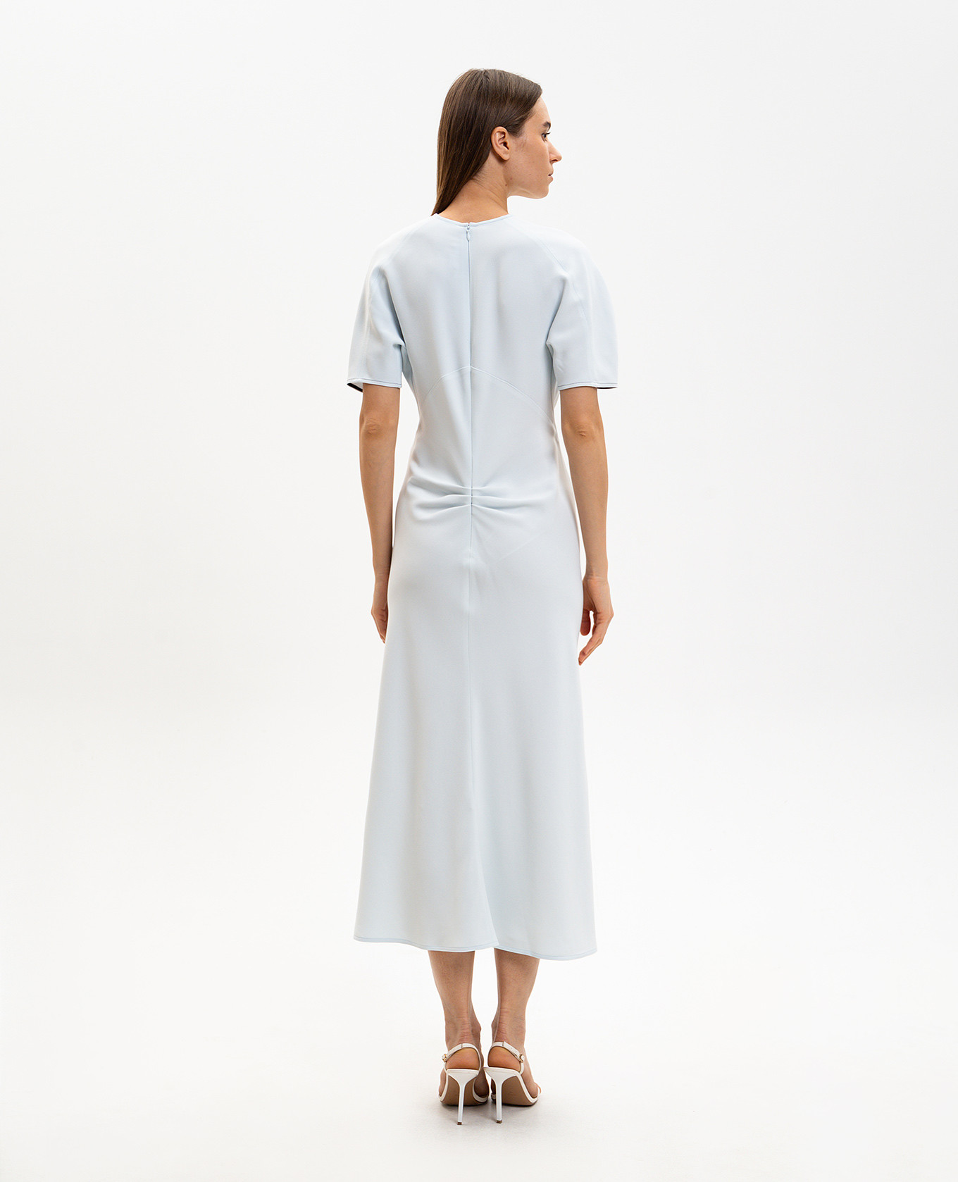 

Blue midi dress with drapery Victoria Beckham, Light blue