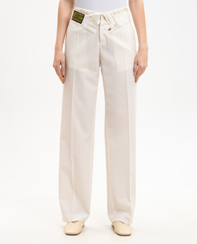 Maison Margiela MM6 Ivory wool trousers with lapels S52KA0559M35436
