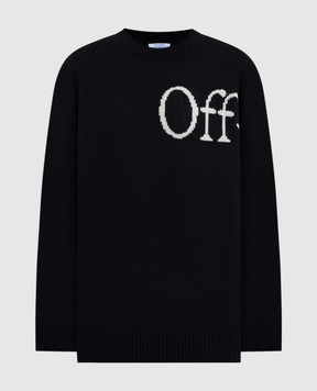 Off-White Black wool sweater with OFF logo OWHE10OF25KNI002