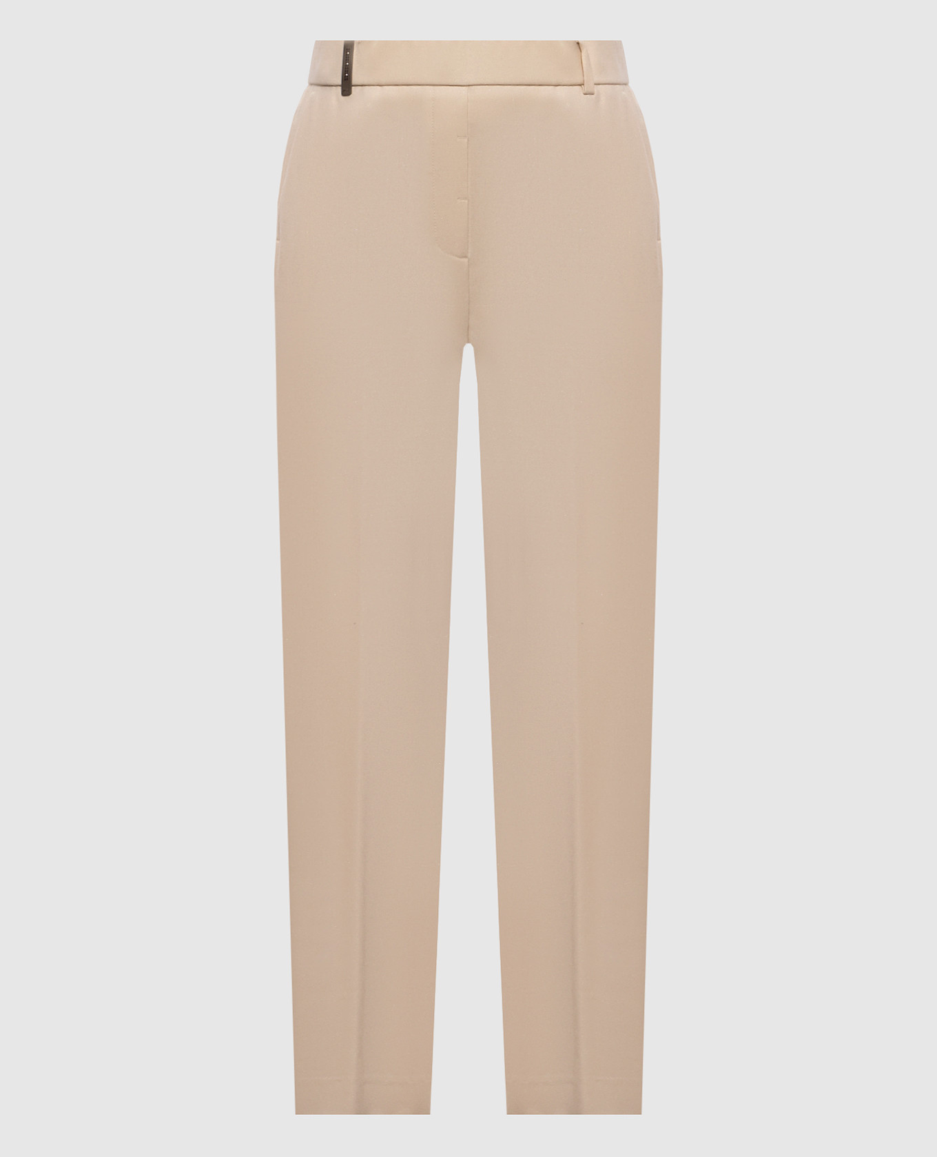 Beige wool pants with lurex