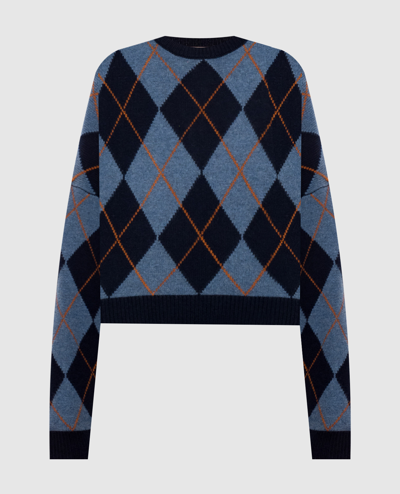 Blue sweater with geometric pattern