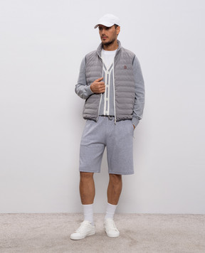 Brunello Cucinelli Grey cardigan with logo patch M29203606F
