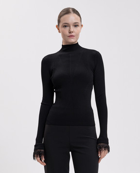Twinset Black top with fringe 262TT3080
