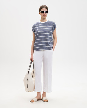 Peserico Blue striped linen t-shirt S06411J003028