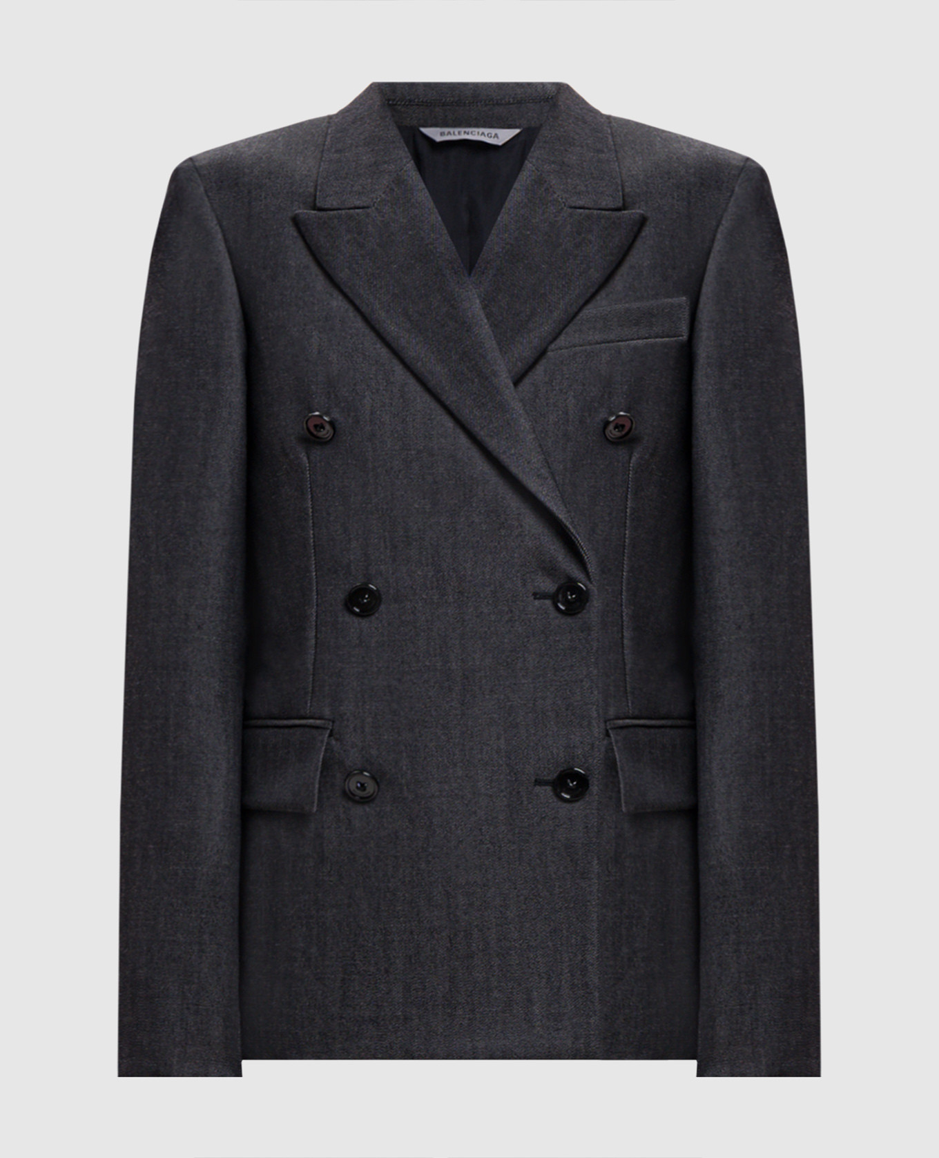 Chaqueta de lana gris de doble botonadura