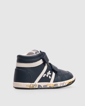 Premiata Children's blue leather high-tops 243425011826