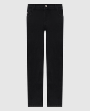 Stefano Ricci Black jeans with logo patch MFT61B1191T62BK