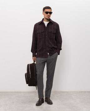 ISAIA Burgundy checkered shirt OSH01798158
