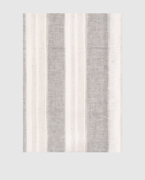 Peserico Gray striped linen scarf S31546C0CC827