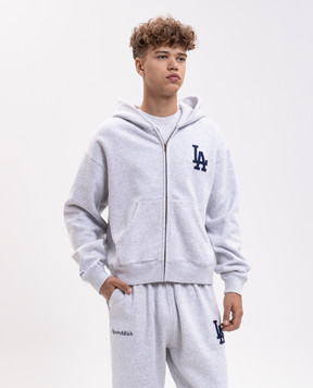 Sporty & Rich LA Serif grey melange insulated sports jacket ST094714669GY03