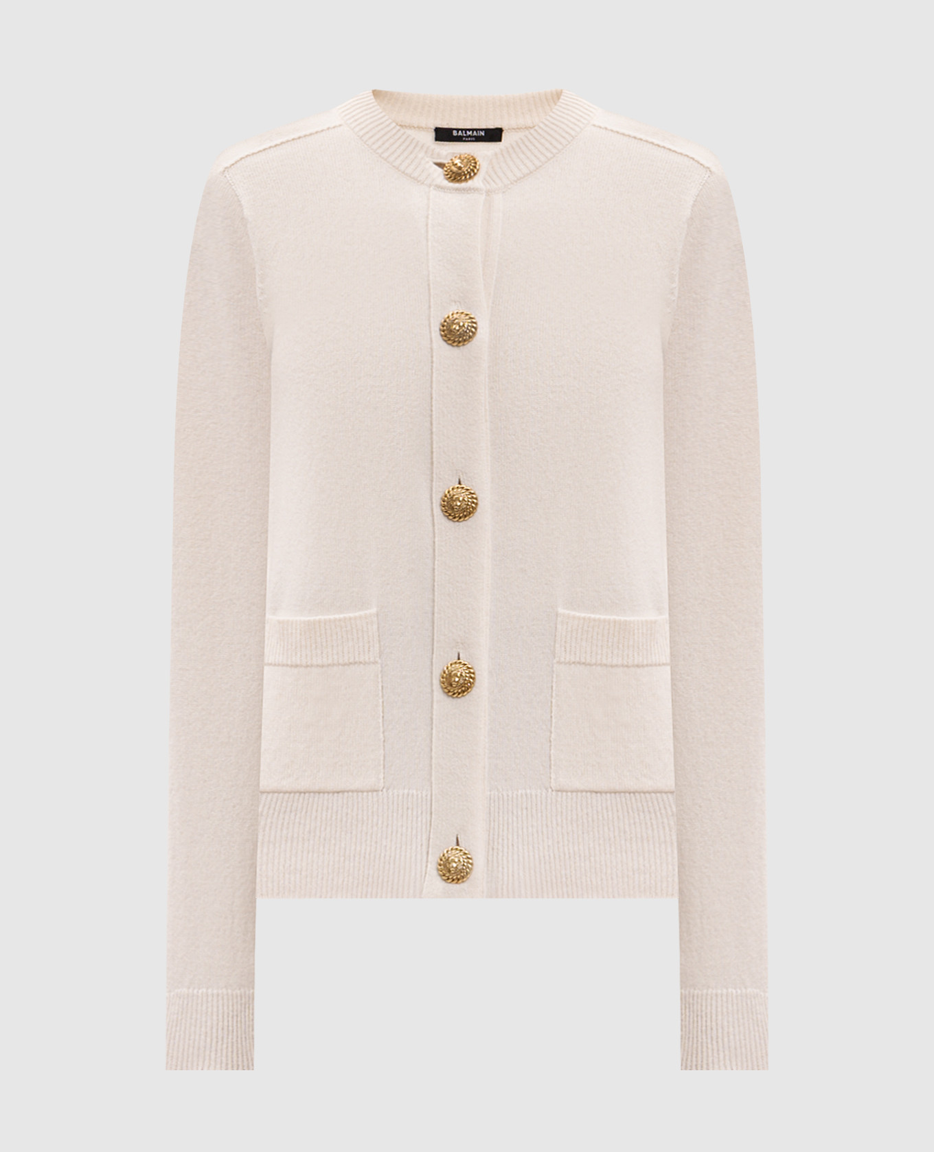 

Ivory wool cardigan Balmain, Beige