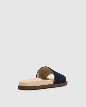 Brunello Cucinelli Blue suede flip-flops MZUSOLY236