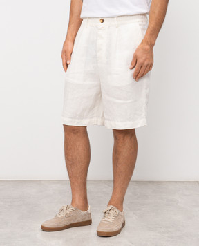 Brunello Cucinelli Ivory linen shorts M243DU0065