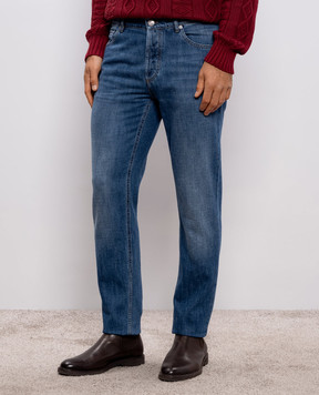 Brunello Cucinelli Blue jeans with embroidered emblem M0Z37D3210