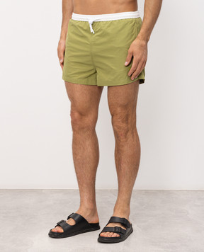 Ami Paris Green swim shorts with textured logo HBW317PA0027