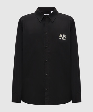 Black shirt with logo and emblem print