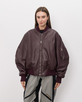 The Attico Burgundy leather bomber jacket 261WCB00004LBT128AA