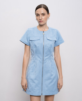Casablanca Blue mini shirt dress with emblem pattern WSP26DR19101