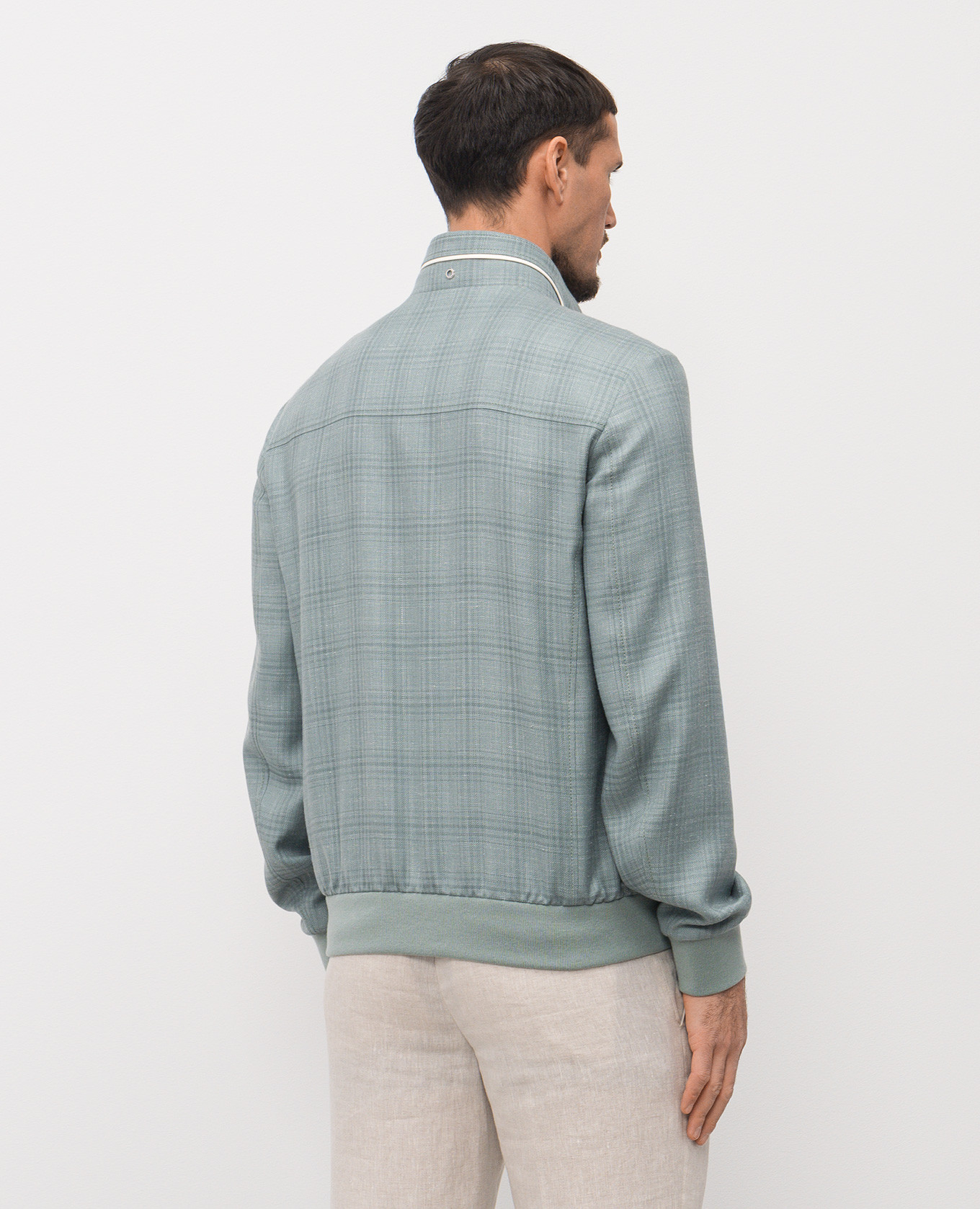 Green cashmere, silk and linen check jacket Stefano Ricci 4