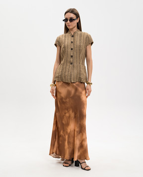 Masnada Brown linen jacket with short sleeves 8011