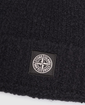 Stone Island Children's navy blue hat with logo patch L2S16N100001S0M22