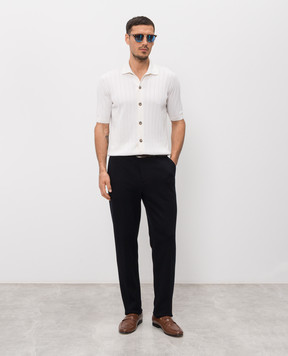 Peserico Navy blue pants with logo R54213J0D06904