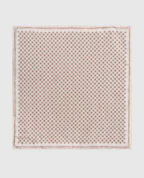 Brunello Cucinelli Beige double-sided printed silk pachet scarf MX8660091