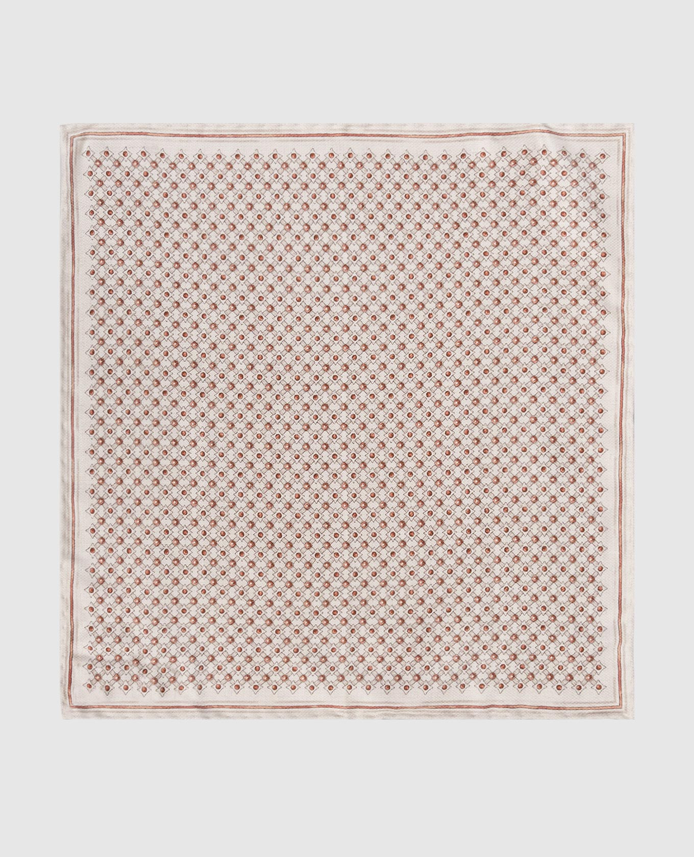 Beige double-sided printed silk pachet scarf