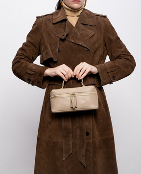Christian Villa Beige leather bag with logo print 06301