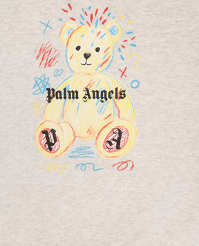 Palm Angels Children's gray melange sweatshirt with print F6PAJBSW102