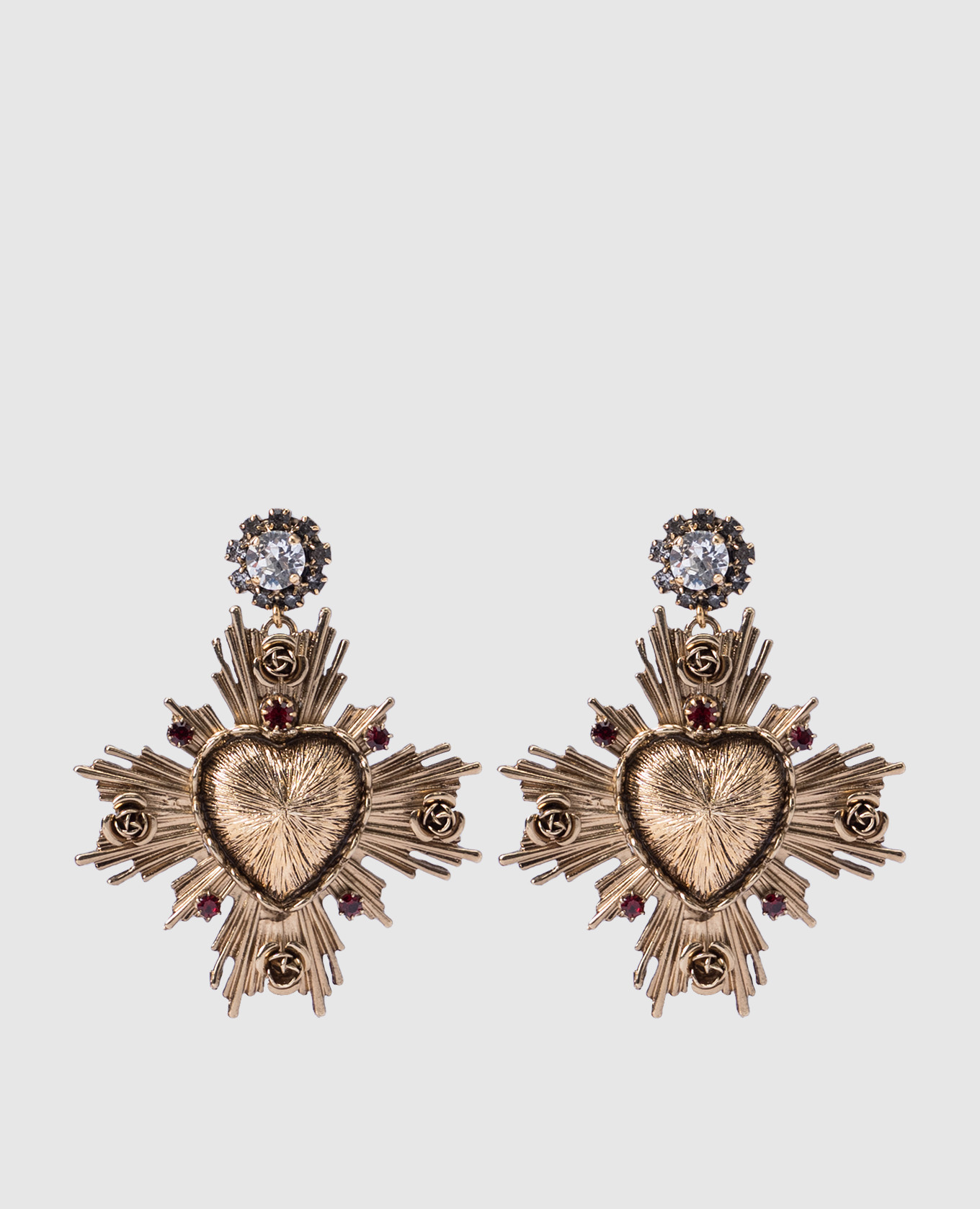 Gold earrings with crystals