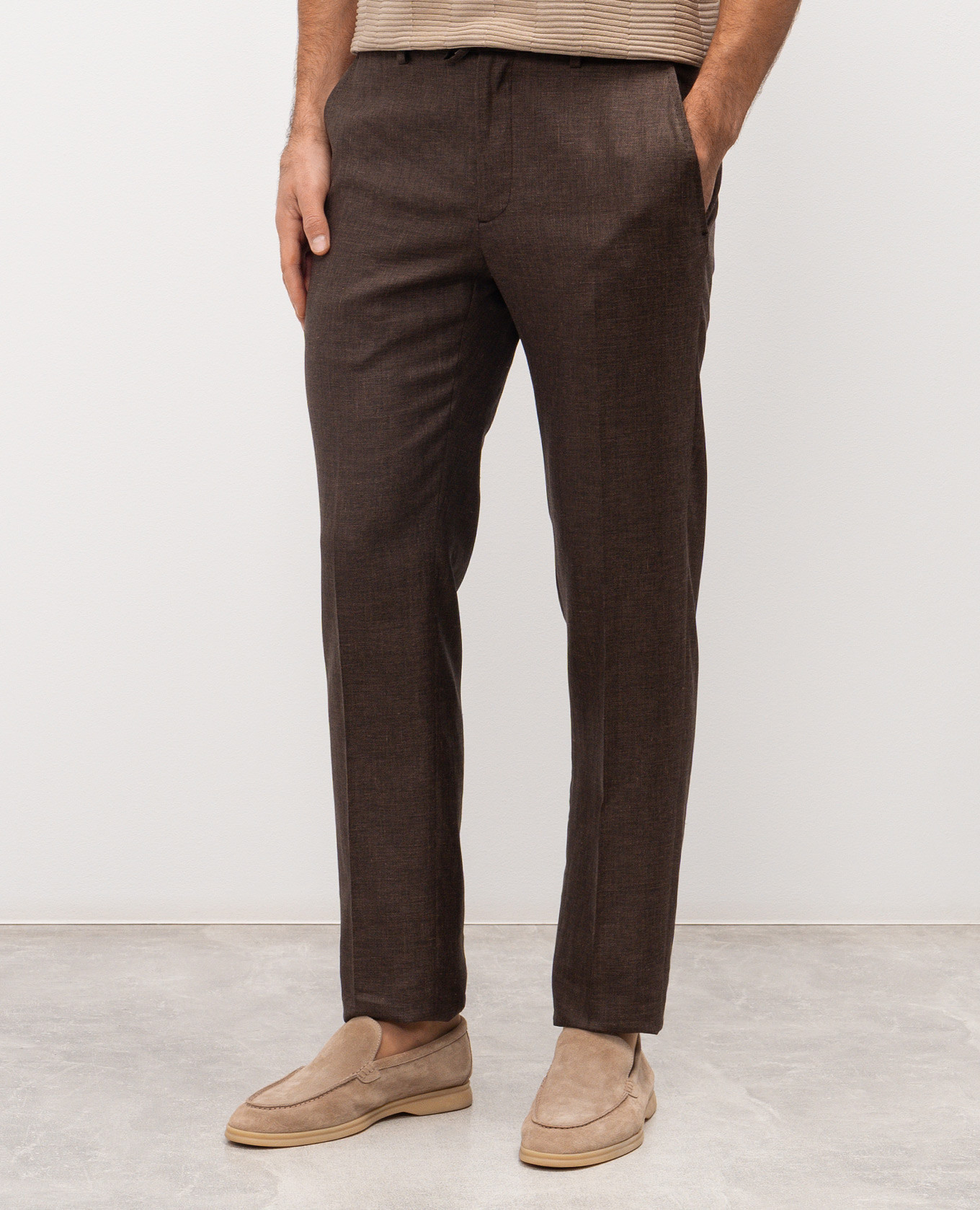 

Brown linen, wool and silk trousers Stefano Ricci