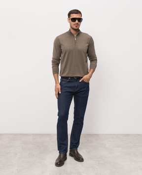 Stefano Ricci Brown cashmere and silk polo shirt K606125L01F26302