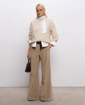 Brunello Cucinelli Beige openwork sweater with wool MRG562500