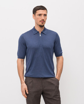 Enrico Mandelli Blue silk polo shirt 3K065A5674