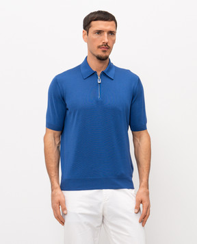 Stefano Ricci Blue silk polo shirt K616006Z41F26102