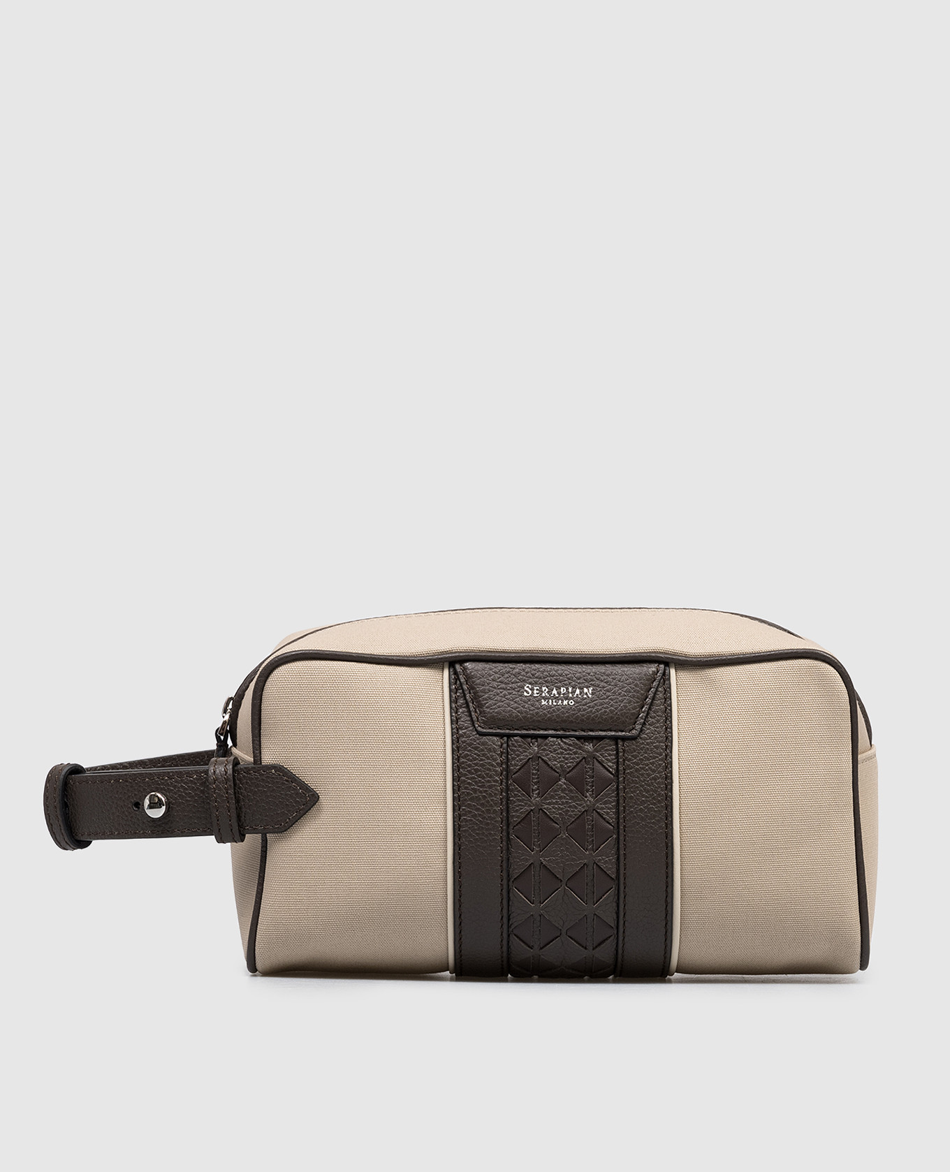 

Beige toiletry bag with logo print Serapian