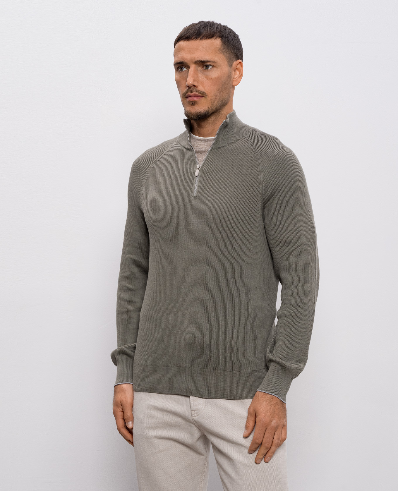 

Khaki jumper with zipper Brunello Cucinelli