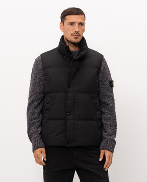 Stone Island Black down vest with logo patch L2S15G100010S0A23