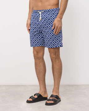 Stefano Ricci Blue swim shorts with monogram logo print M6B6200050B65404