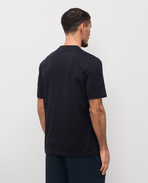 Brunello Cucinelli Blue cotton T-shirt with emblem M0B138440