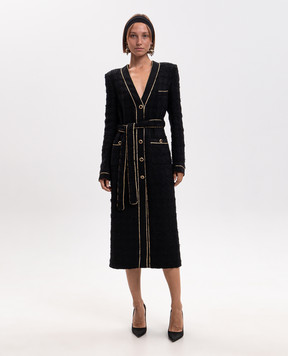 Alessandra Rich Black tweed dress with fringe FABX4474F4803