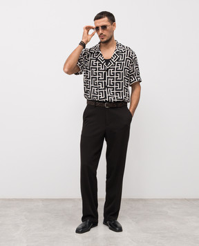 Balmain Black shirt with branded print FH1HN011VD01
