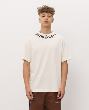 Palm Angels Ivory T-shirt with logo print PAMAA001JR001