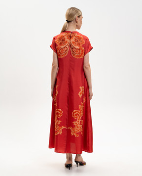 Momoni JAVIER red silk midi dress MODR007MO02