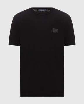 Dolce&Gabbana Black T-shirt with textured patch G8PV1TG7Q1Q