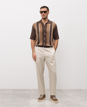 ISAIA Beige pants with embroidered emblem PNN046P9100
